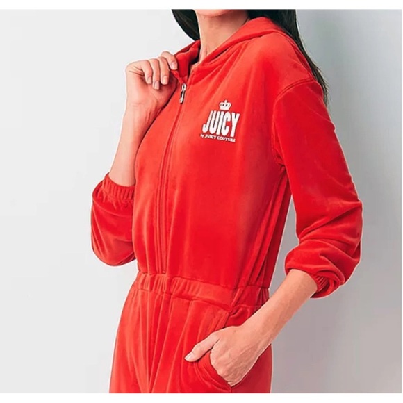 Juicy Couture women’s Velour Jumpsuit red size small EUC - Picture 3 of 13